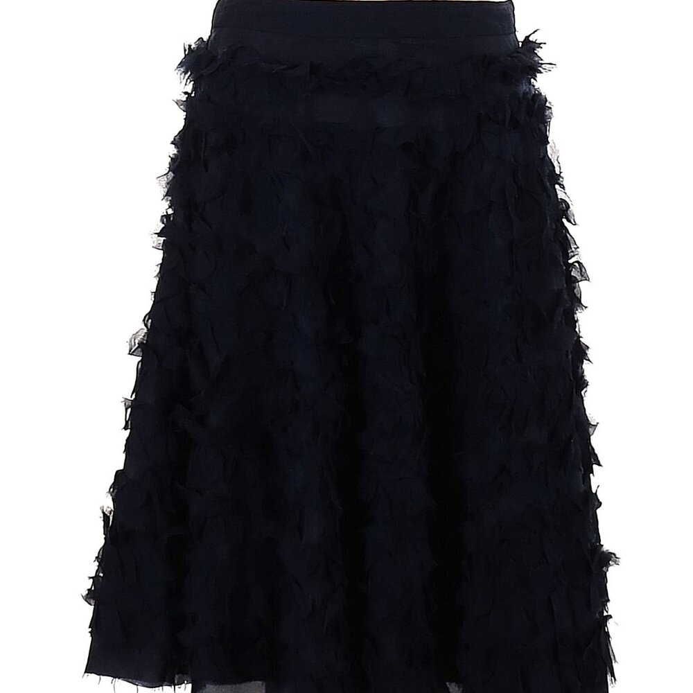 Wyeth by Todd Magill Seasonal Collection Navy Silk Ruffle Skirt Sz. Small